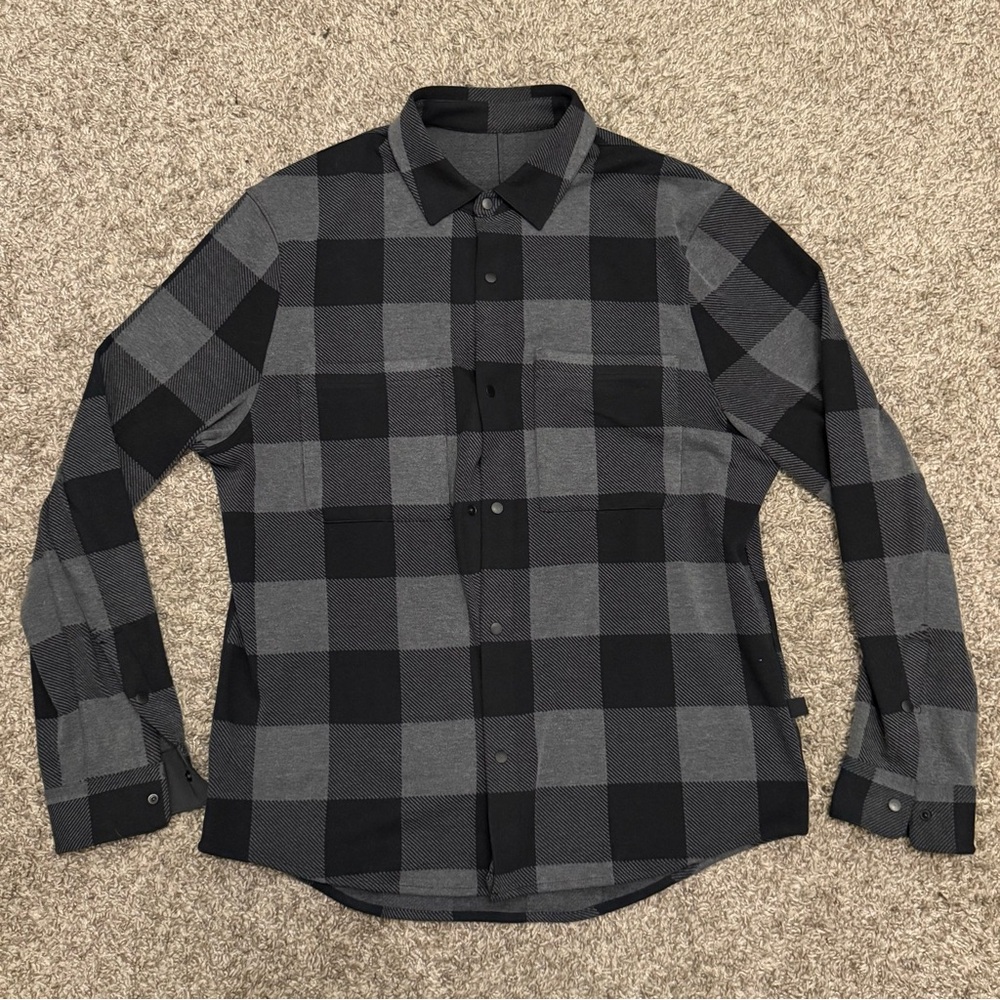 Lululemon Soft Knit Overshirt Medium Black Grey Check